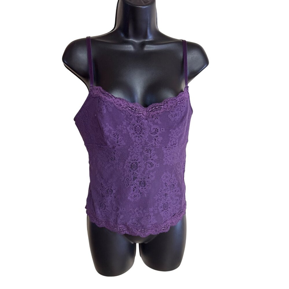 Fredericks Of Hollywood M Purple Lace Tank Top Camisole